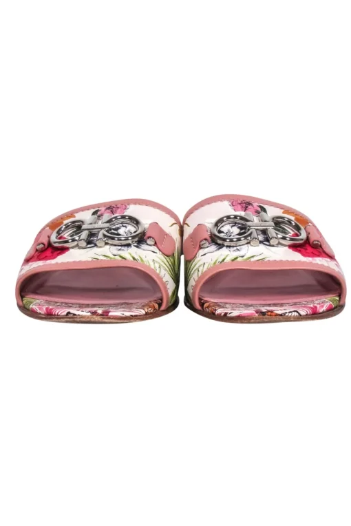 Ferragamo - Pink Floral Slide Sandals Sz 7