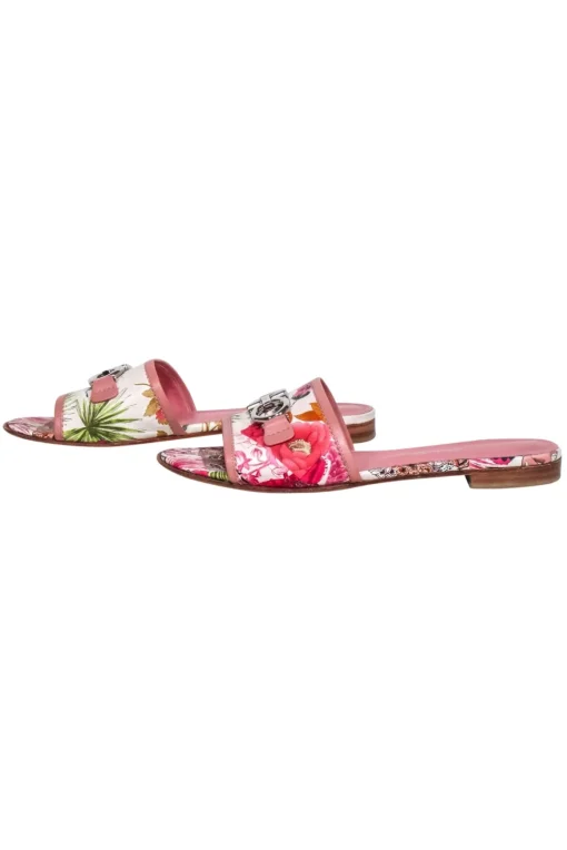 Ferragamo - Pink Floral Slide Sandals Sz 7