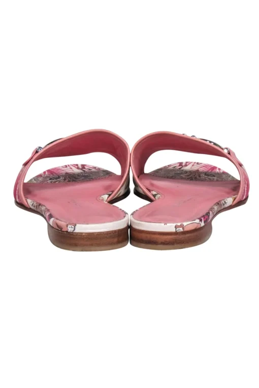 Ferragamo - Pink Floral Slide Sandals Sz 7