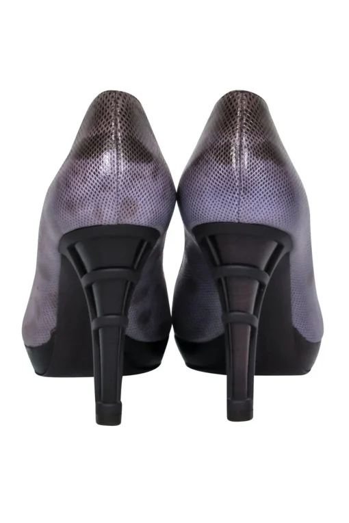 Ferragamo - Purple & Brown Snakeskin Embossed Peep Toe Pumps Sz 9