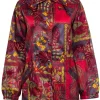 Ferragamo - Red Multi Animal Print Lightweight Hooded Jacket Sz XS