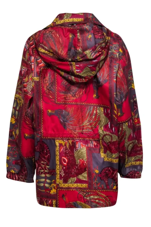 Ferragamo - Red Multi Animal Print Lightweight Hooded Jacket Sz XS