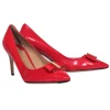 Ferragamo - Red Shiny Leather "Erice" Pointed Toe Bow Pumps Sz 9.5
