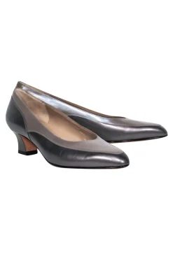 Ferragamo - Two-tone Metallic Silver Low Pump Sz 7.5