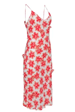 Ferre - Ivory & Red Floral Sleeveless Slip Dress Sz 8