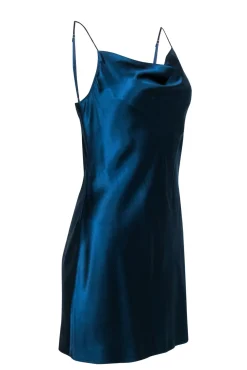 Fleur Du Mal - Dark Blue Silk Mini Slip Dress Sz M