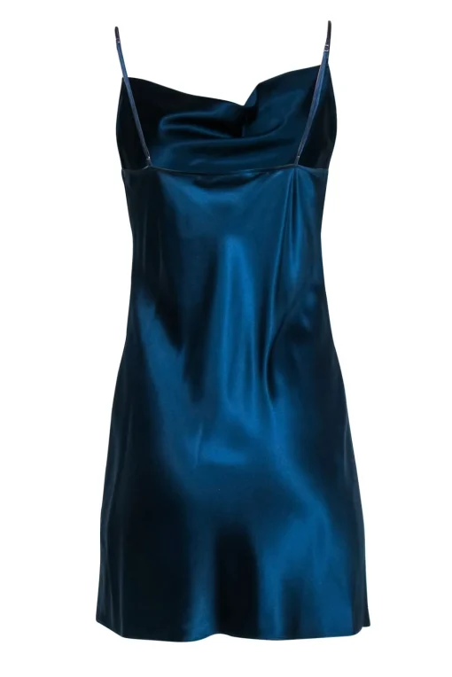 Fleur Du Mal - Dark Blue Silk Mini Slip Dress Sz M