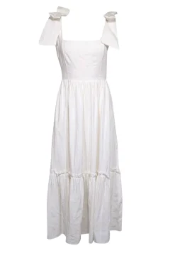 Floraison Lane - Ivory Sleeveless Bow Strap "Elizabeth" Midi Dress Sz 4