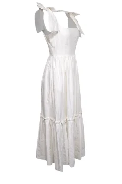 Floraison Lane - Ivory Sleeveless Bow Strap "Elizabeth" Midi Dress Sz 4