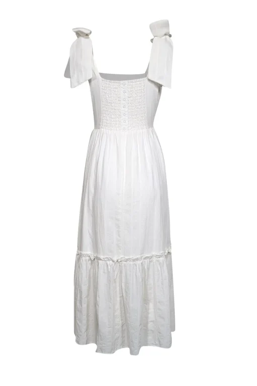 Floraison Lane - Ivory Sleeveless Bow Strap "Elizabeth" Midi Dress Sz 4