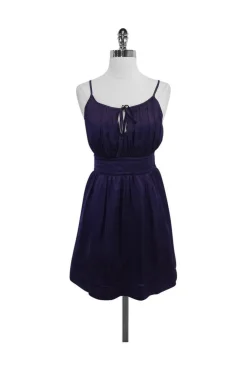 Flounce - Purple Silk Keyhole Dress Sz 2