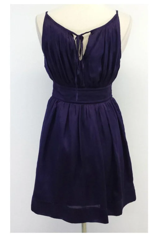 Flounce - Purple Silk Keyhole Dress Sz 2