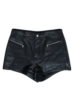 7 for All Mankind - Black Leather High Rise Shorts Sz 14