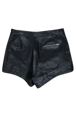 7 for All Mankind - Black Leather High Rise Shorts Sz 14