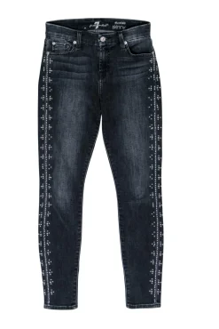 7 For All Mankind - Black Studded Skinny Jeans Sz 25