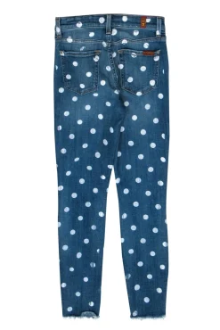 7 For All Mankind - Medium Wash Polka Dot High-Waist Skinny Jeans Sz 25