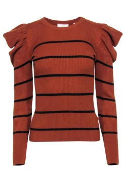 7 For All Mankind - Tan w/Black Stripes Sweater Sz S