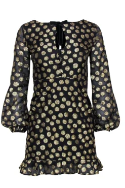 For Love & Lemons - Black Dress w/ Gold Metallic Dots Sz XS