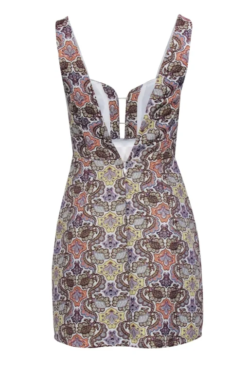 For Love & Lemons - Ivory w/ Multicolor Paisley Jacquard Mini Dress Sz S