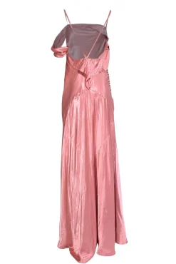 For Love & Lemons - Mauve Satin Asymmetrical Cowlneck Maxi Dress Sz L
