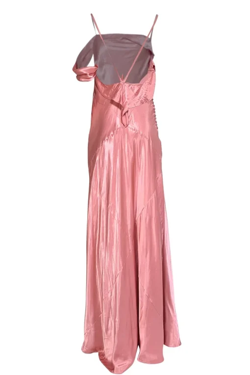 For Love & Lemons - Mauve Satin Asymmetrical Cowlneck Maxi Dress Sz L