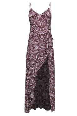 For Love & Lemons - Pink & Brown Paisley High-Low Slip Dress Sz S