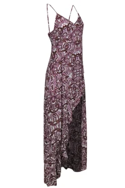 For Love & Lemons - Pink & Brown Paisley High-Low Slip Dress Sz S