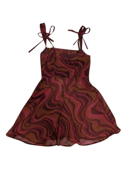 For Love & Lemons - Red, Maroon, & Orange Print Sleeveless Dress Sz XS