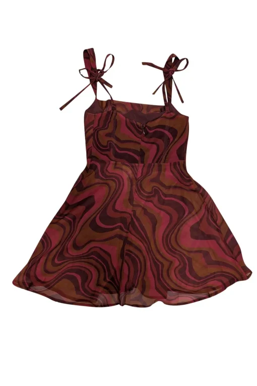 For Love & Lemons - Red, Maroon, & Orange Print Sleeveless Dress Sz XS
