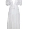 For Love & Lemons - White Floral Eyelet Maxi Dress w/ Puff Sleeves Sz L
