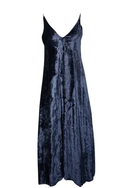 Forte Forte - Navy Crushed Velvet  V-neck Dress w/ Front Slit Sz 4
