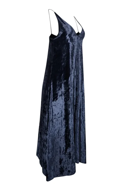 Forte Forte - Navy Crushed Velvet  V-neck Dress w/ Front Slit Sz 4