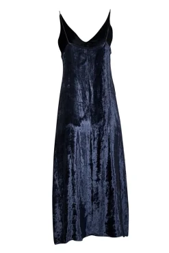 Forte Forte - Navy Crushed Velvet  V-neck Dress w/ Front Slit Sz 4