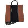 Fossil - Tan & Black Color-Block Suede Satchel Bag