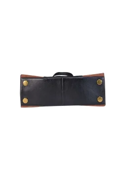 Fossil - Tan & Black Color-Block Suede Satchel Bag