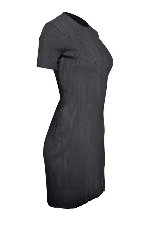 Frame - Black Ribbed Short Sleeve Knit Dress Sz S