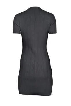 Frame - Black Ribbed Short Sleeve Knit Dress Sz S