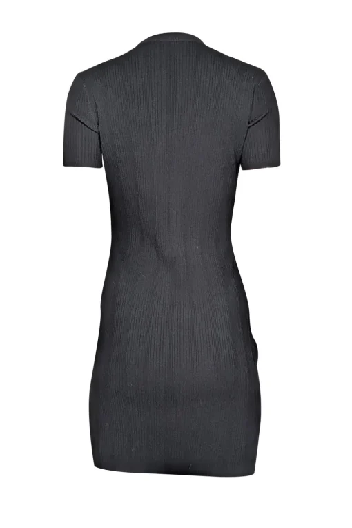 Frame - Black Ribbed Short Sleeve Knit Dress Sz S