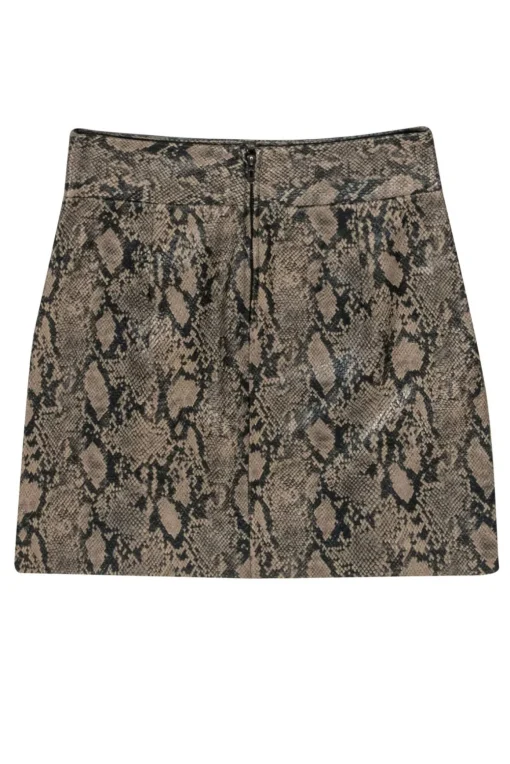 Frame - Brown Textured Snakeskin Leather Miniskirt Sz 25