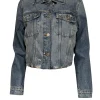 Frame - Light Wash Distressed Cropped Denim Jacket Sz XS