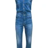 Frame - Light Wash Sleeveless Straight Leg Denim Jumpsuit Sz M