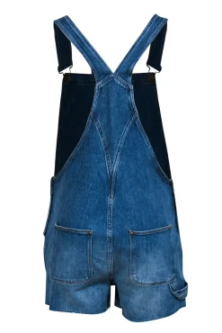 Frame - Medium Wash Denim Raw Hem Shortalls Sz S