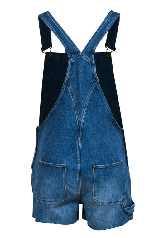 Frame - Medium Wash Denim Raw Hem Shortalls Sz S