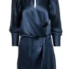 Frame - Navy Silk Faux Wrap Dress Sz S