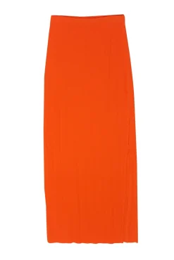 Frame - Orange Ribbed Knit Side Cut Out Fitted Skirt Sz XS