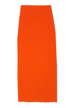 Frame - Orange Ribbed Knit Side Cut Out Fitted Skirt Sz XS