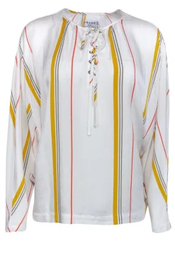 Frame - White Lace-Up Striped Top Sz XS