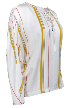 Frame - White Lace-Up Striped Top Sz XS