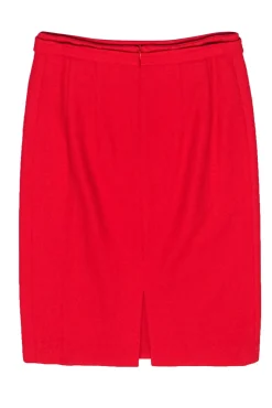 Frances Valentine - Red Wool Pencil Skirt w/ Front Pockets Sz 6