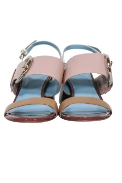 Frances Valentine - Tan, Beige, & Brown Patent Leather Strappy Sandals Sz 7.5